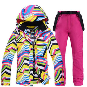 Winter Women's Ski Suit  Female High Quality  Ski Jacket + Pants Snow Warm Waterproof Windproof Skiing Snowboarding Suits Brands