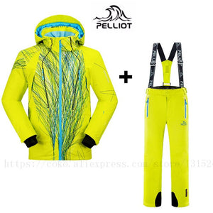 DHL FREE Pelliot High quality Outdoor Winter   Men's Ski Suit Waterproof Skiing/Snow/Skate Sports Skiing Jacket Sets pants